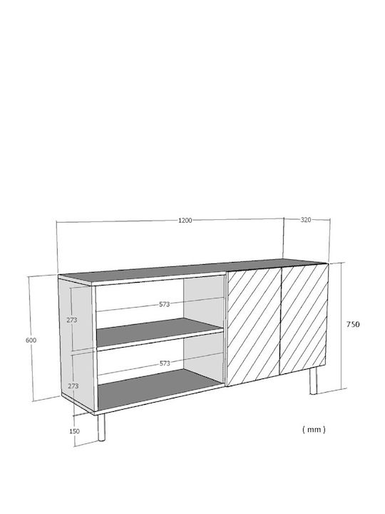Brown TV Stand L120xD32xH75cm
