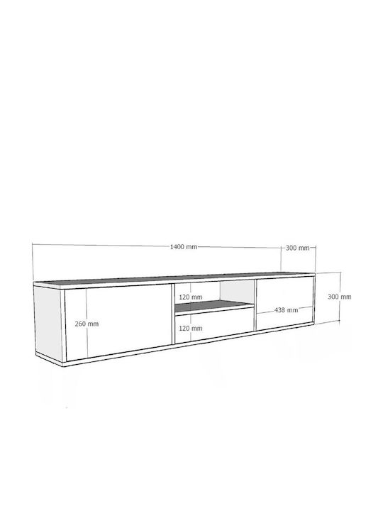 Έπιπλο Τηλεόρασης Συνθετικό Ξύλο Μ140xΠ30xΥ30cm