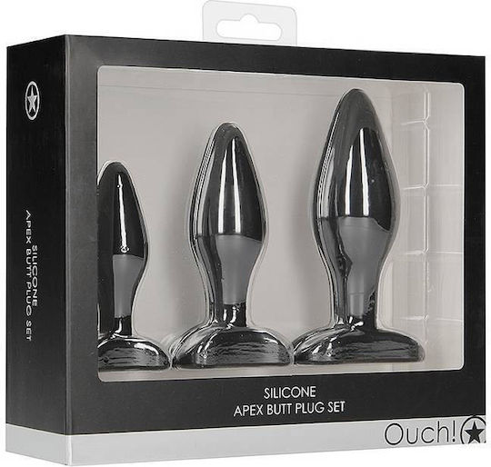 Shots Apex Butt Plug Anal Module Negre 3 Bucăți