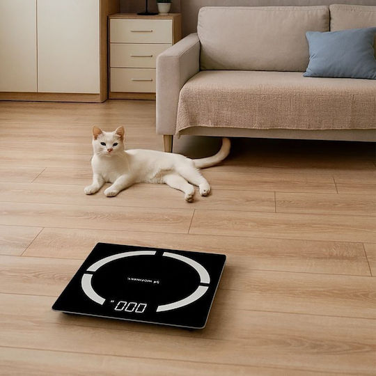 Wozinsky Intelligente Badezimmerwaage 180kg mit Körperfettmessung & Bluetooth Schwarze WIWL-30