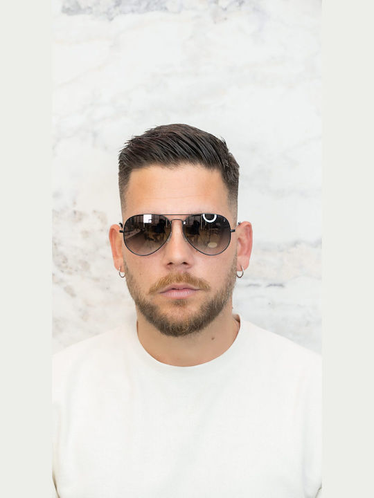 Tailor Made Unisex Sonnenbrillen mit Schwarz Metallisch Rahmen und Verlaufsfarbe Gläser TM15341-C2