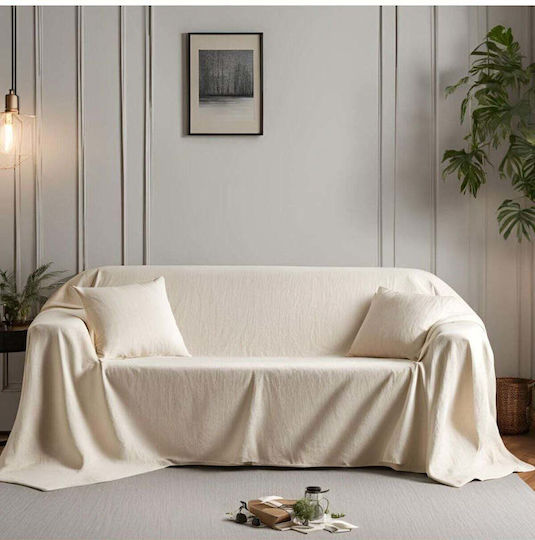 SteweHome Τριθέσιου Καναπέ Π180xΜ300cm Εκρού