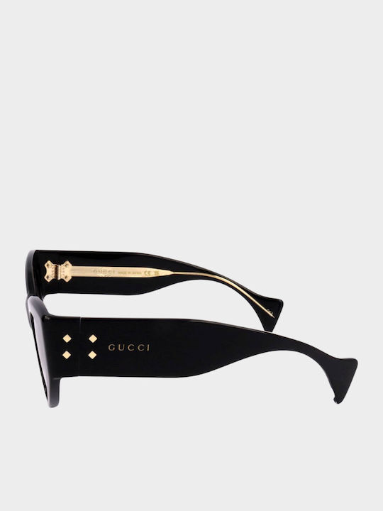 Gucci Damentaschen Sonnenbrille mit Schwarzem Horn umrandetem Rahmen und Grauer Verlaufsfarbe Gläser GG1704S 001