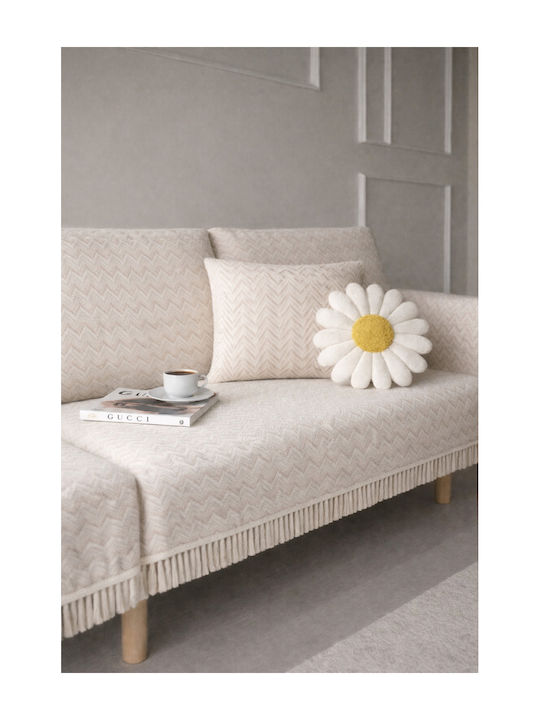 SteweHome SteweHome Dreisitzer-Sofa Wurf Strickware 180x300cm Ecru
