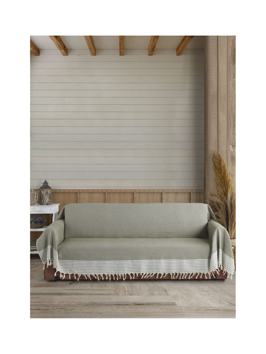 SteweHome Three-Seater Sofa Throw 180x300cm Khaki