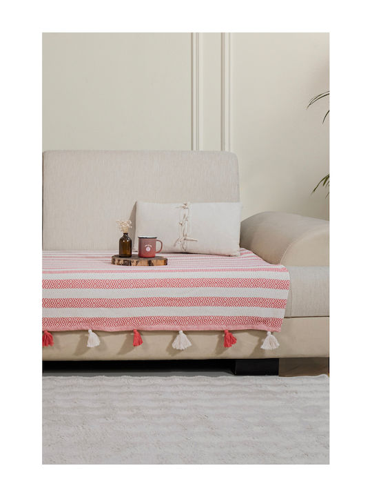 SteweHome Armchair Throw 115x201cm Couch Throw With Pom Poms
