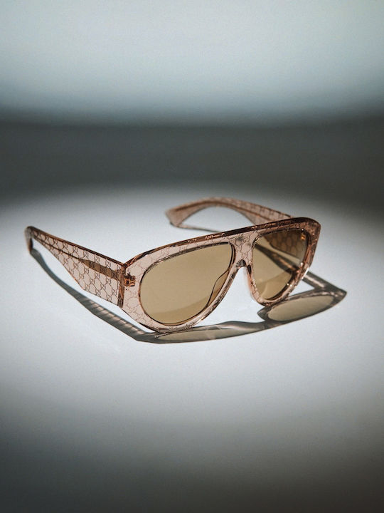 Gucci Унисекс Слънчеви Очилa с Бежова Рамка и Бежови Стъкла GG2128S 005