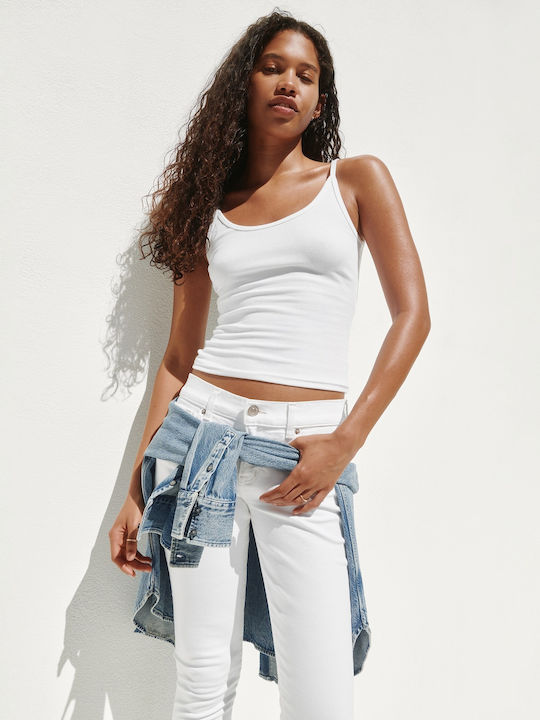 Women's Crop Top Cotton Sleeveless Fresh White