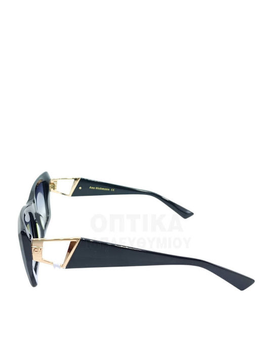 Ana Hickmann Women's Sunglasses with Black Plastic Frame and Gray Gradient Lens AH9395 A01