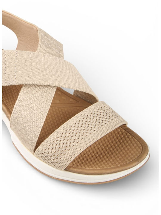 Damen Flache Sandalen Beige