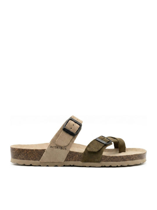 Deri Leather Damen Anatomisch Beigen Flatforms Sandalen