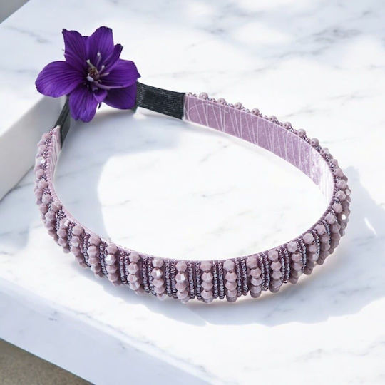 Springtime Glam Στέκα Μαλλιών Χάντρες Λιλά