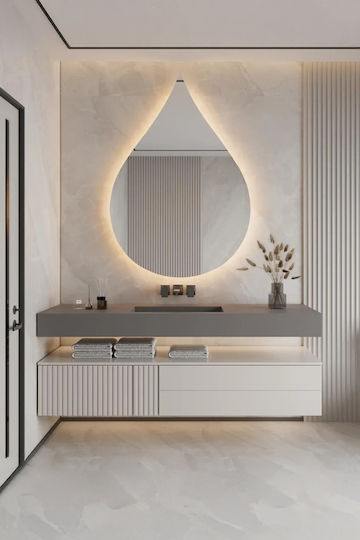 SteweHome Oglindă de Baie cu Lumini LED din MDF 100x65cm Galben
