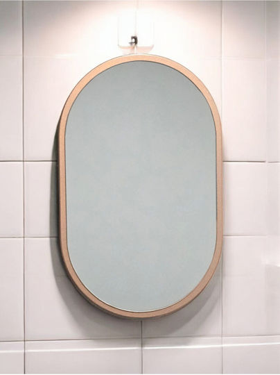 SteweHome Oval Badezimmerspiegel aus MDF 40x27cm Bronze