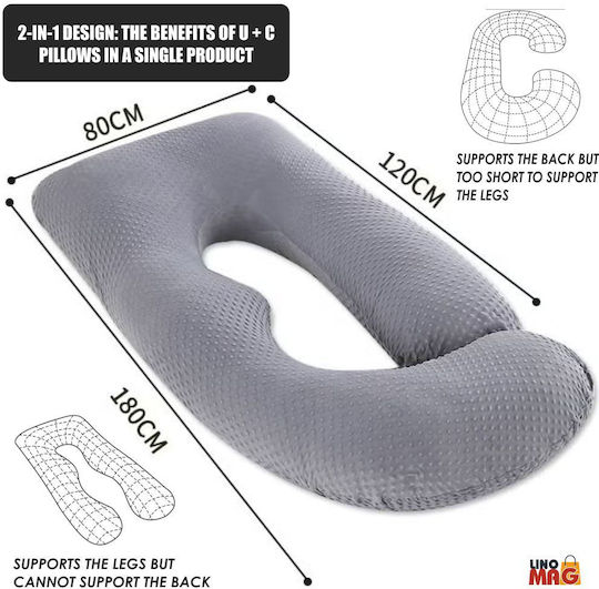 Linomag Stillkissen & Schwangerschaftskissen Grau 71cm