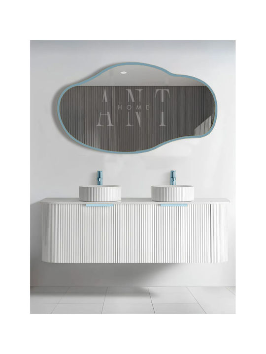 SteweHome Bathroom Mirror Made of MDF 75x40cm Blue