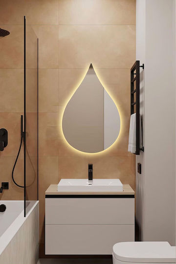 SteweHome Огледало за баня LED от MDF 80x50см Жълто
