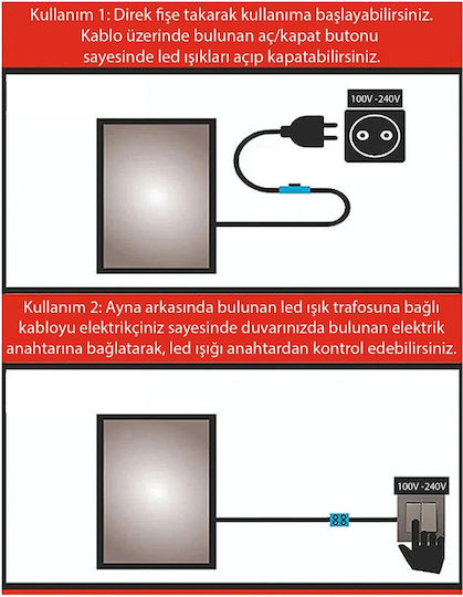 SteweHome STE-009784-V9446-129578 Καθρέπτης Led Αφής από MDF 60x45cm Κίτρινο
