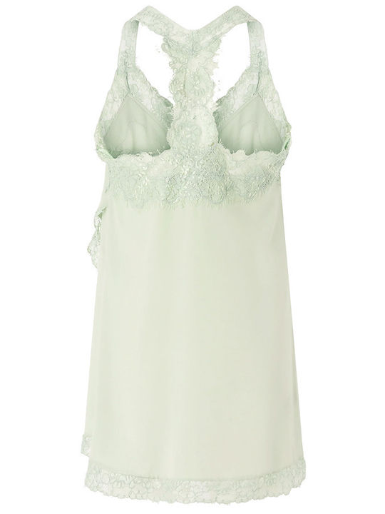 Women's Sleeveless Blouse with V-Neckline Light Green