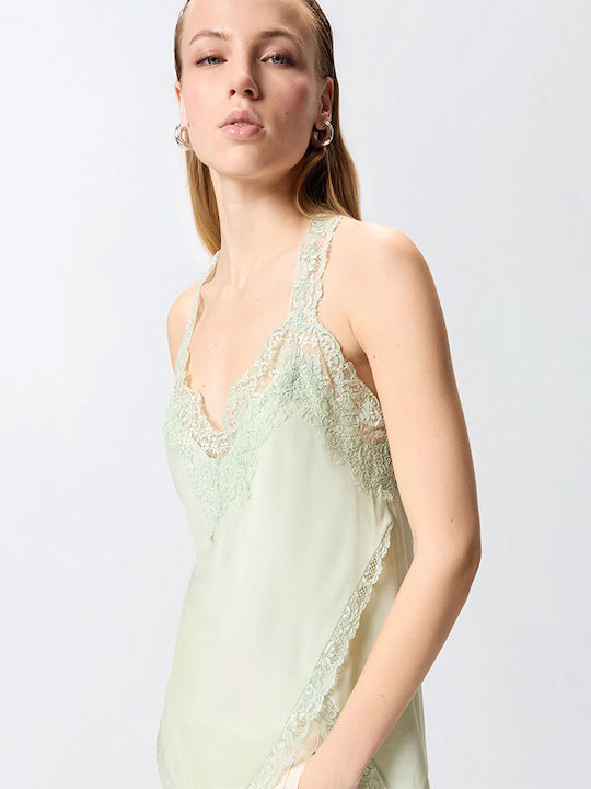 Women's Sleeveless Blouse with V-Neckline Light Green