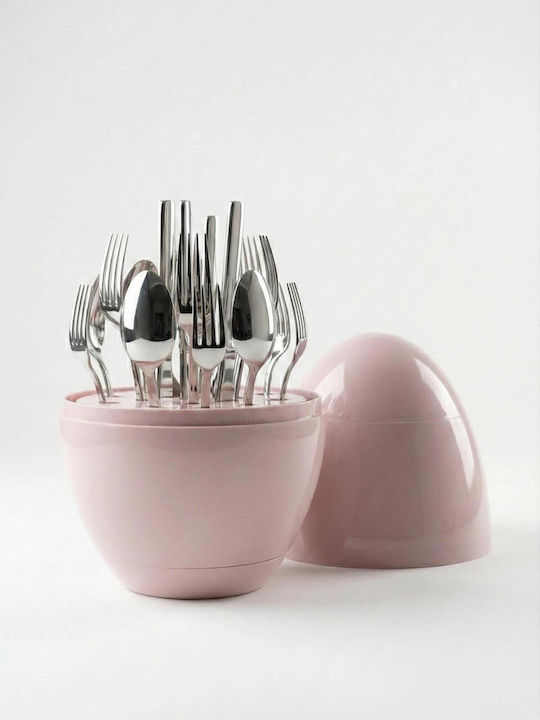 SteweHome Cutlery Set Stainless Steel Pink 24 Pieces