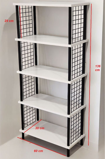 Βιβλιοθήκη Λευκή 60x30x136εκ.