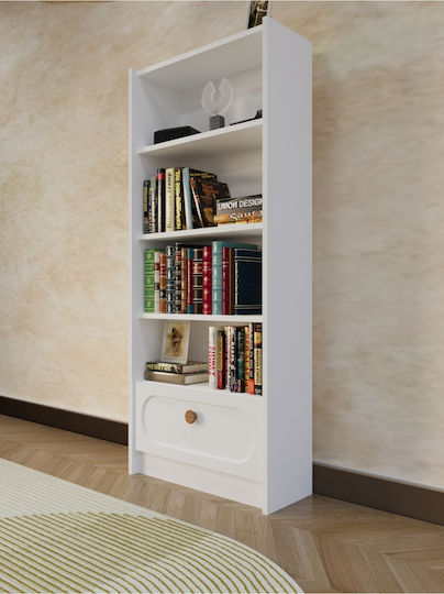 Bibliotecă Albă 65x22x150 cm