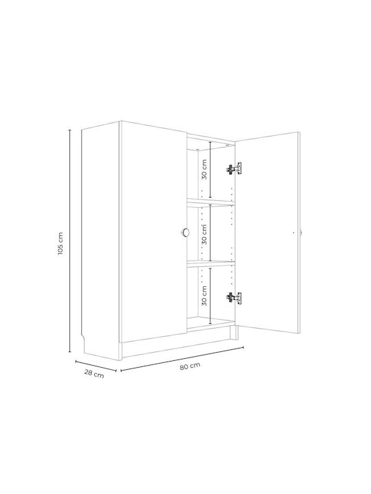 Bookcase Gray 80x28x105cm