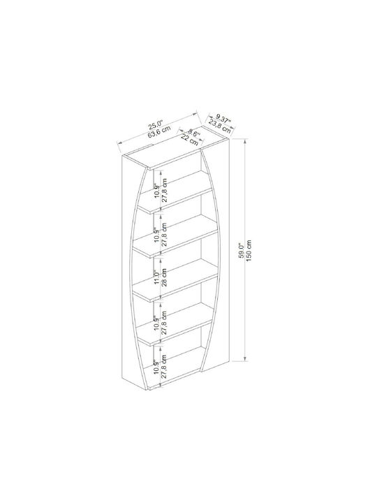 Βιβλιοθήκη Λευκό 150x23.8x25εκ.