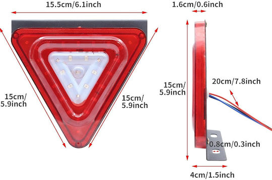 Triangular Rear LED Trailer Light 24v Strobe Lighting DRL Red Blue Sds-29226