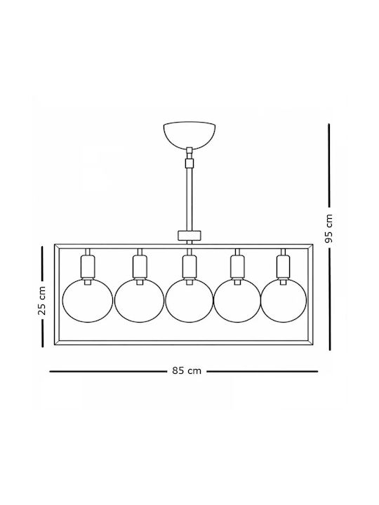 NG Santas Gray Ceiling Light Rail for 5 G9 Bulbs 85x95cm