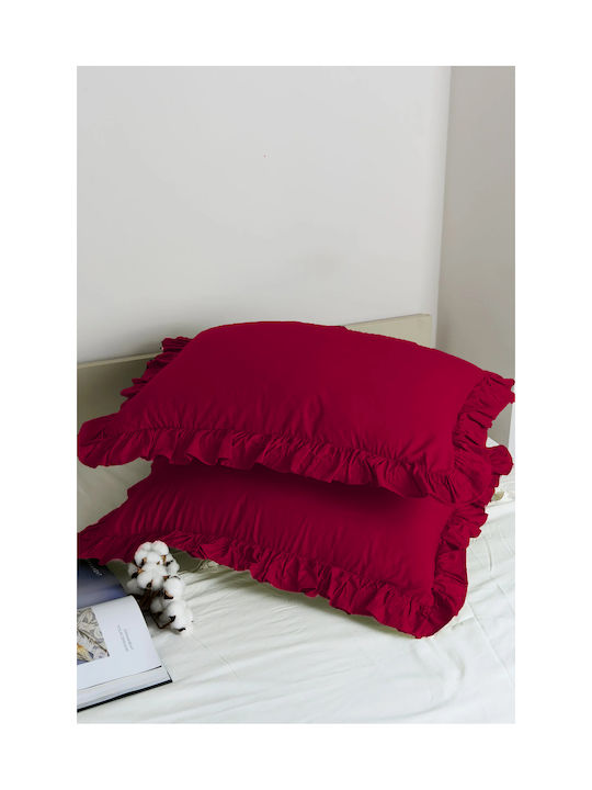 SteweHome Σετ Μαξιλαροθήκες Κόκκινες 50x70εκ.
