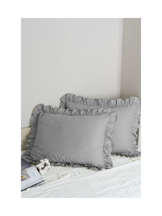 SteweHome Σετ Μαξιλαροθήκες Γκρι 50x70εκ.