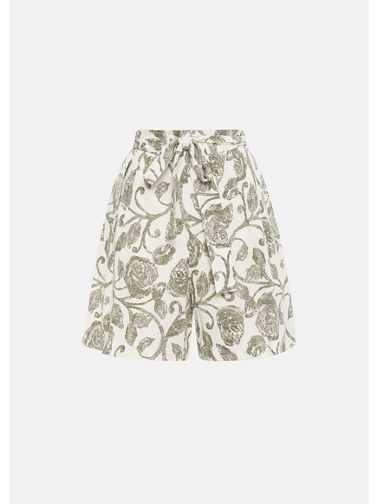Damen-Set mit Hohe Taille Shorts Khaki