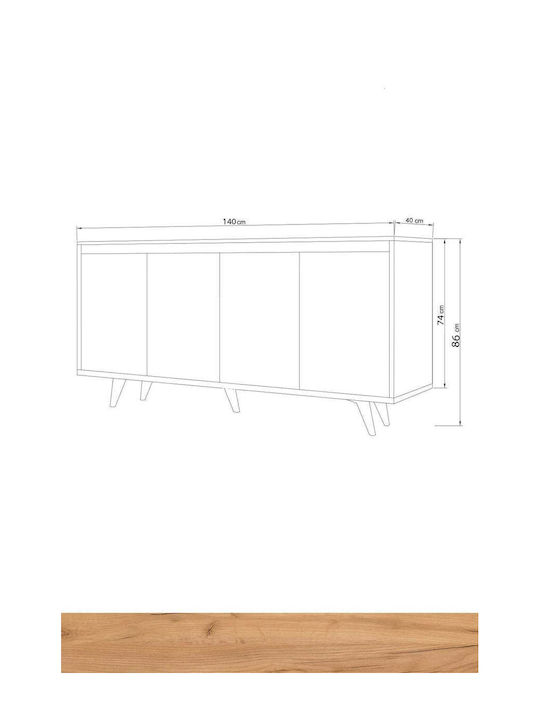 SteweHome Sideboard Holz 140x40x85,6cm Gold
