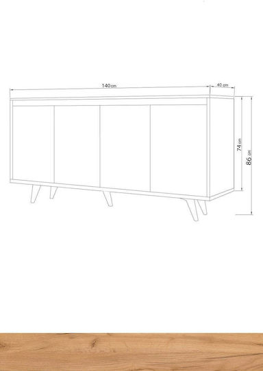 SteweHome Sideboard Holz 140x40x85,6cm Gold