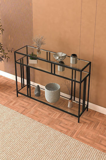 Konsolentisch mit Metall und Glaselementen Transparent M110xB78xH78cm Konsolentisch mit Metall und Glaselementen Transparent M110xB78xH78cm