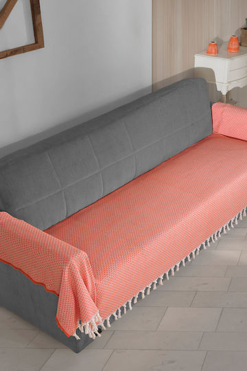 SteweHome Τριθέσιου Καναπέ Π115xΜ300cm Πορτοκαλί