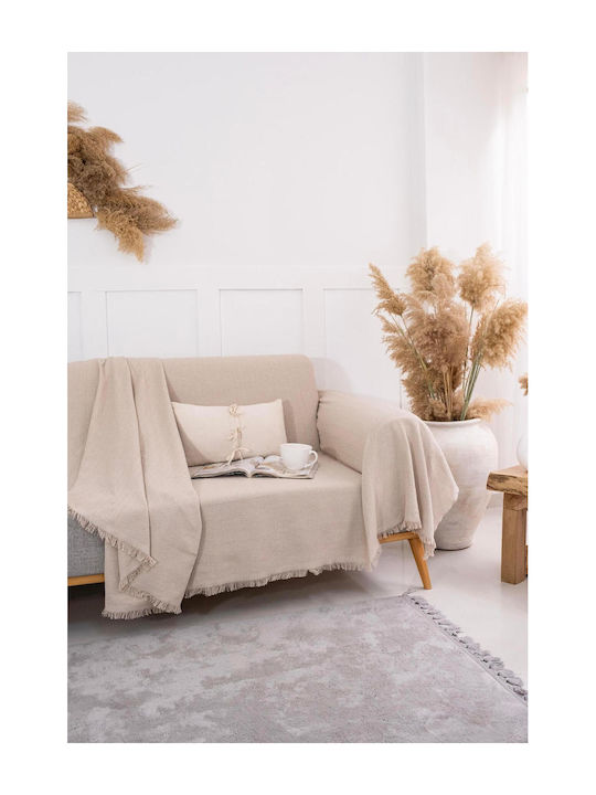 SteweHome Three-Seater Sofa Throw 180x315cm Beige
