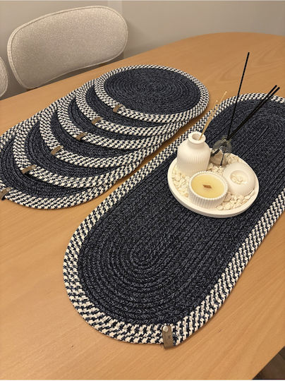 SteweHome Wicker Blue Placemats 80x30cm 6 Pieces