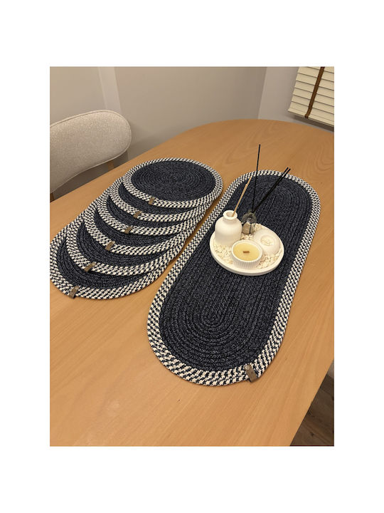 SteweHome Wicker Blue Placemats 80x30cm 6 Pieces