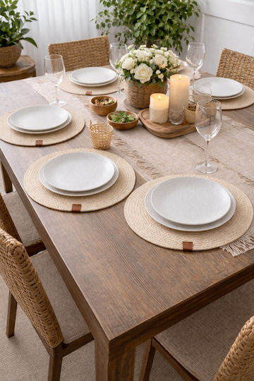SteweHome Σουπλά Ψάθινο Μπεζ 32x32cm 6τμχ SteweHome Σουπλά Ψάθινο Μπεζ 32x32cm 6τμχ