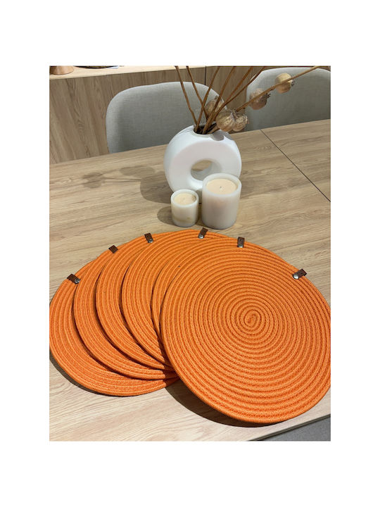 SteweHome Wicker Orange Placemats 33x33cm 13 Pieces