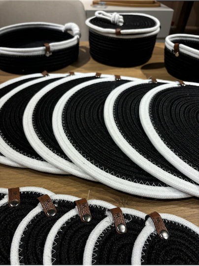 SteweHome Black Wicker Placemats 33x33cm 15 Pieces