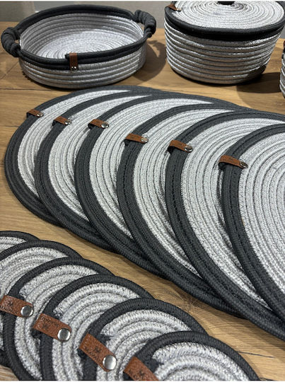 SteweHome Round Wicker Gray Placemats 33cm 15 Pieces