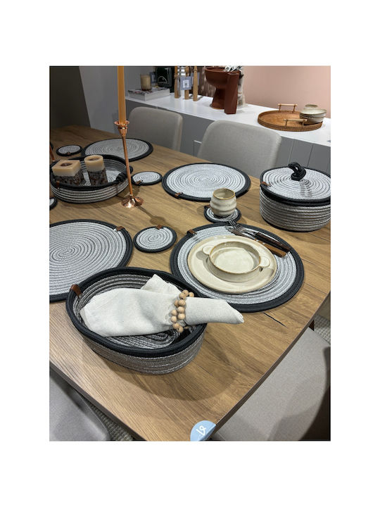 SteweHome Σουπλά Στρογγυλό Ψάθινο Γκρι 33cm 15τμχ