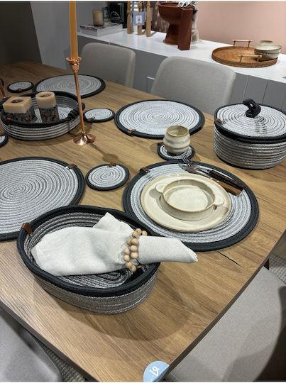 SteweHome Round Wicker Gray Placemats 33cm 15 Pieces