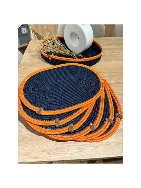 SteweHome Wicker Orange Placemats 40x30cm 7 Pieces