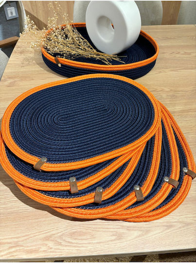 SteweHome Wicker Orange Placemats 40x30cm 7 Pieces