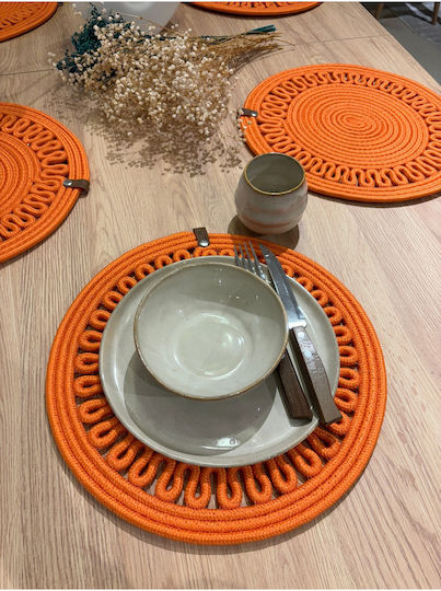 SteweHome Wicker Orange Placemats 33x33cm 6 Pieces